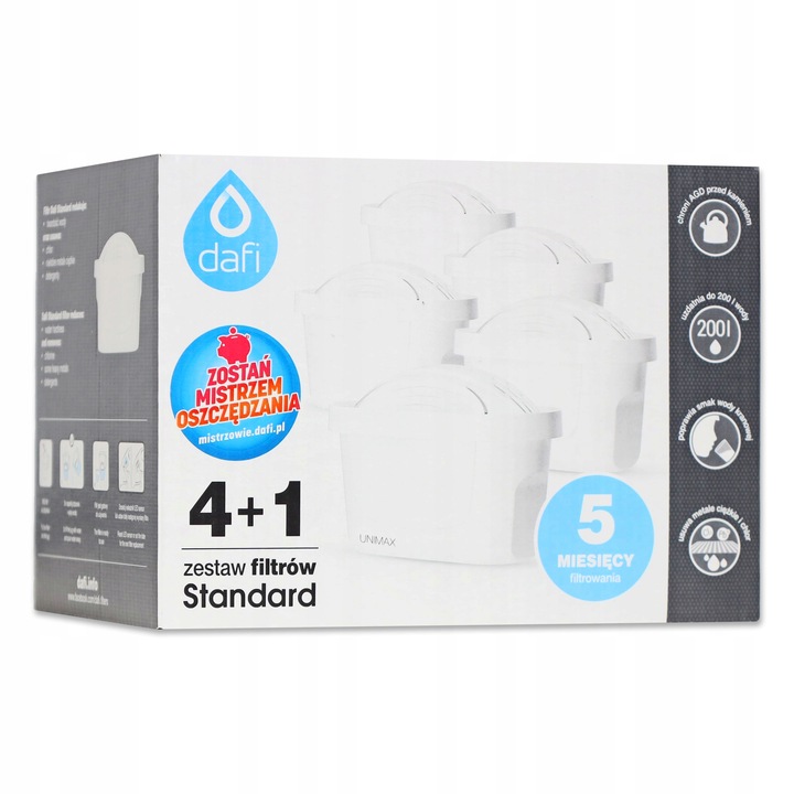 Wkład filtrujący / FILTR do wody Dafi Unimax Standard 5 sztuk ORYGINALNY