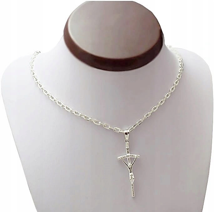 Srebrny Wisiorek Krzyżyk Papieski z Jezusem pr 925