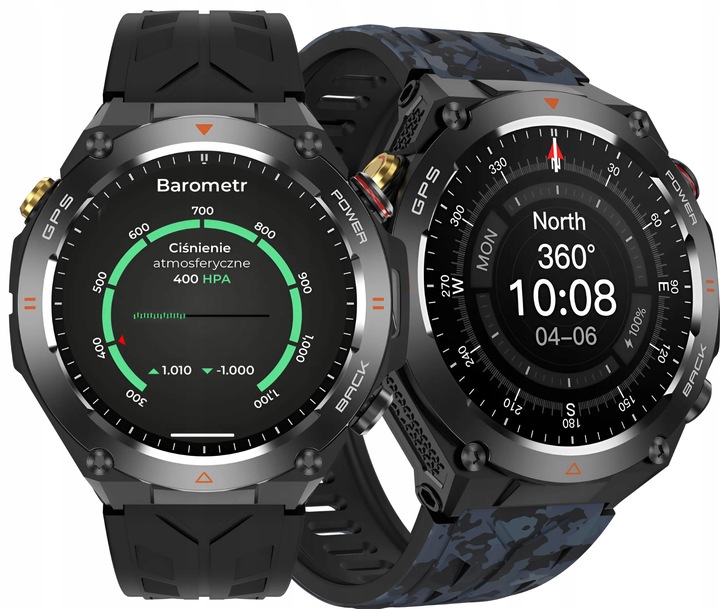 SMARTWATCH Zegarek GPS BAROMETR KOMPAS CIŚNIENIOMIERZ ROZMOWY