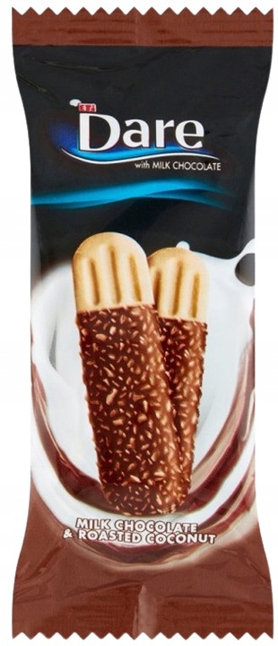 24 x 44,5G DARE Ciastka w Polewie Czekoladowej Posypane Prażonym KOKOSEM