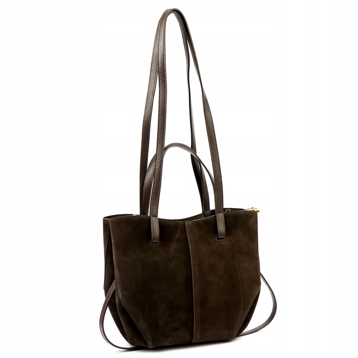 Vera Pelle torebka shopper skóra naturalna zamszowa brązowa czekoladowa