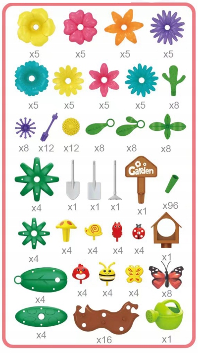 KLOCKI KONSTRUKCYJNE KWIATY 272 ELEMENTY KREATYWNY ZESTAW W PUDEŁKU PREZENT
