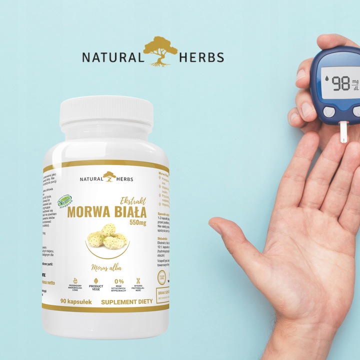 Morwa Biała Ekstrakt 550mg 10:1 Niski cukier 90kap