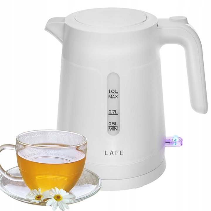 CZAJNIK LAFE ESSENTIAL S WHITE 1,0L 1500W PODSTAWA 360° AUTOMATYCZNE WYŁ.