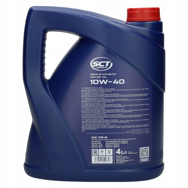 Olej Silnikowy SCT Germany Semi-Synthetic Motor Oil 10w-40 API SN/CH-4 4L