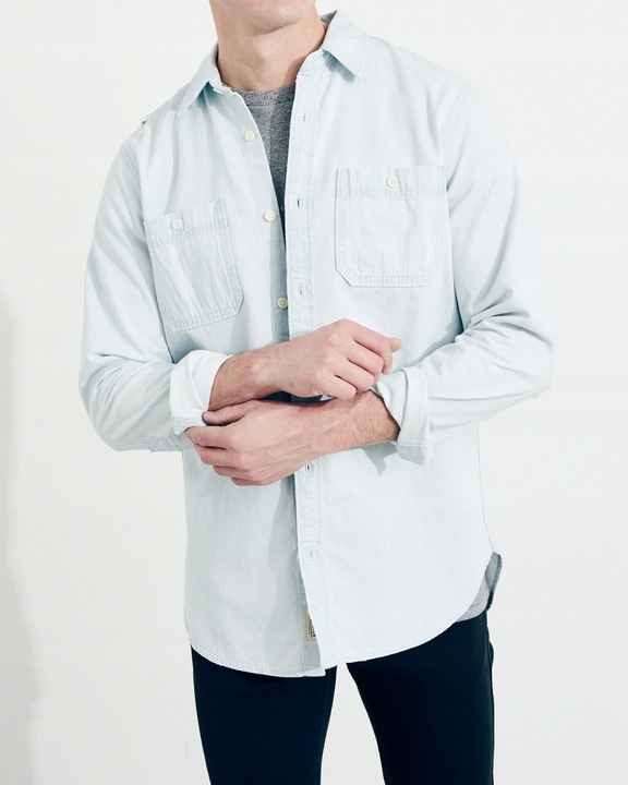 HOLLISTER Koszula Męska Graphic Denim Shirt USA M