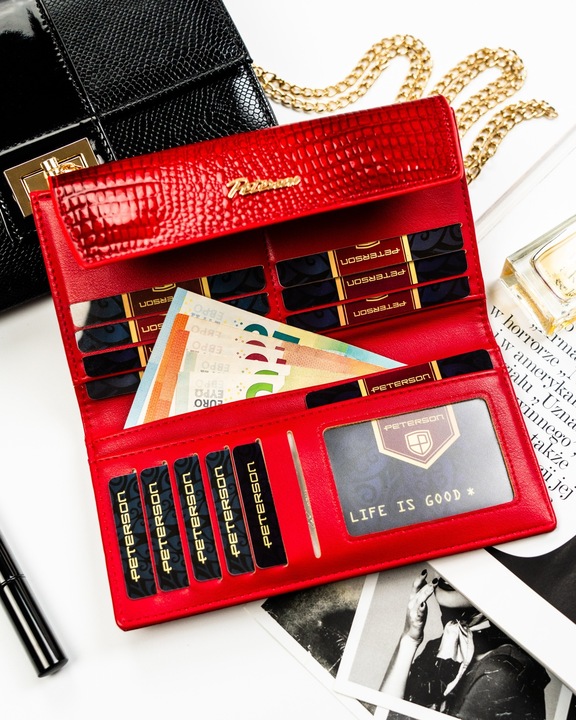 Portfel damski skórzany z RFID STOP Peterson skóra pojemny na prezent