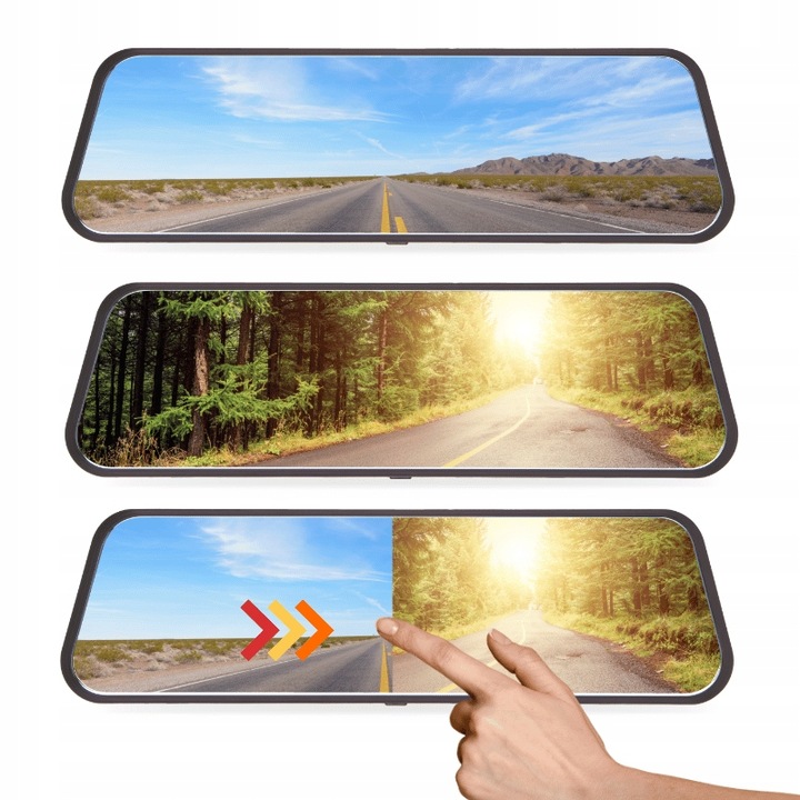 KAMERA SAMOCHODOWA WIDEOREJESTRATOR W LUSTERKU REJESTRATOR JAZDY PRZÓD TYŁ