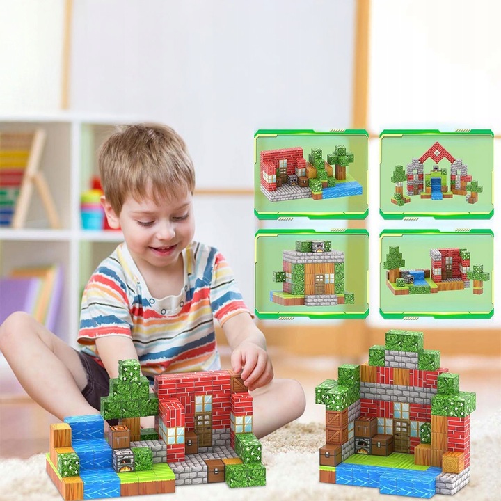 KLOCKI MAGNETYCZNE KLOCKI SZEŚCIANY 100 KLOCKÓW Z MAGNESAMI ŚWIETNY PREZENT