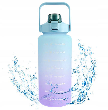 Bidon butelka na wodę dzbanek przenośny ze słomką z podziałką 2l