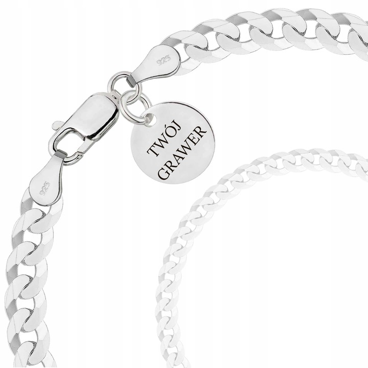 SREBRNA PEŁNA BRANSOLETKA MĘSKA PANCERKA PR. 925 + PUDEŁKO Z DEDYKACJĄ