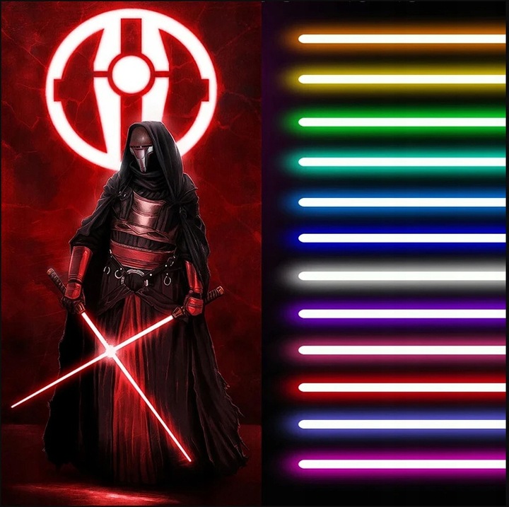 MIECZ ŚWIETLNY ŚWIECĄCY Z DŹWIĘK STAR WARS ZABAWKOWY RGB 16 KOL METAL MIECZ