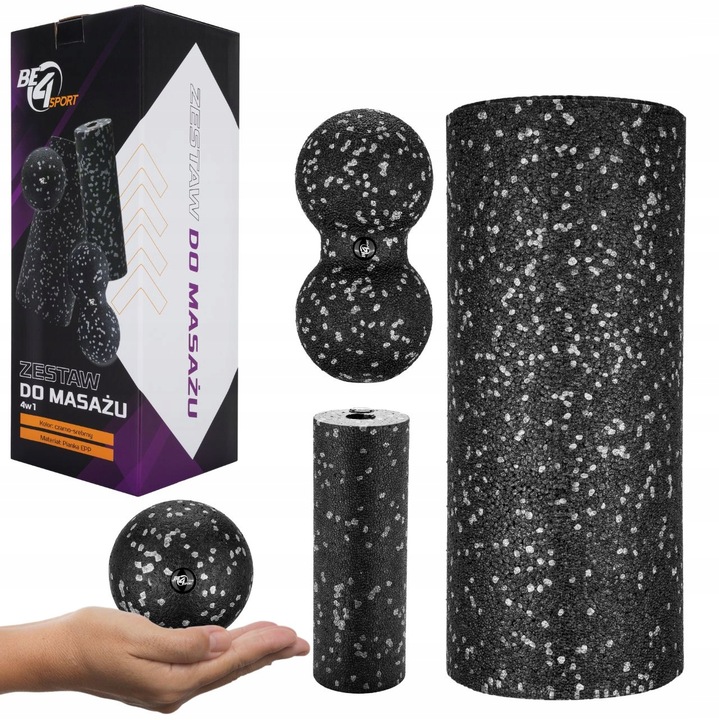 ZESTAW ROLLERÓW DO MASAŻU 4W1 ROLLER+MINI WAŁEK+DUOBALL+PIŁKA PREZENT