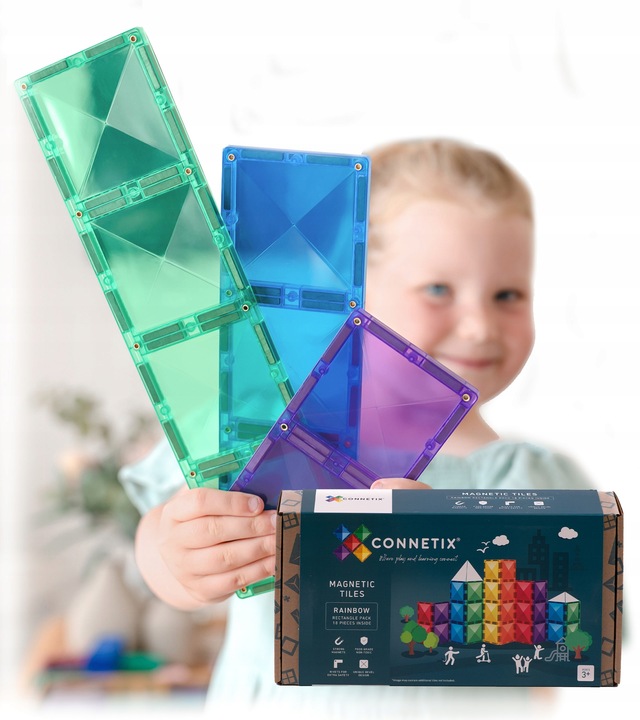 klocki magnetyczne prostokąty Rainbow Rectangle Pack 18 el. Connetix