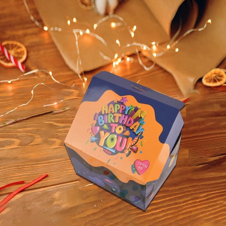 PUDEŁKO OZDOBNE PREZENTOWE DIY NIESPODZIANKA WYBUCH URODZINY +2X KONFETTI