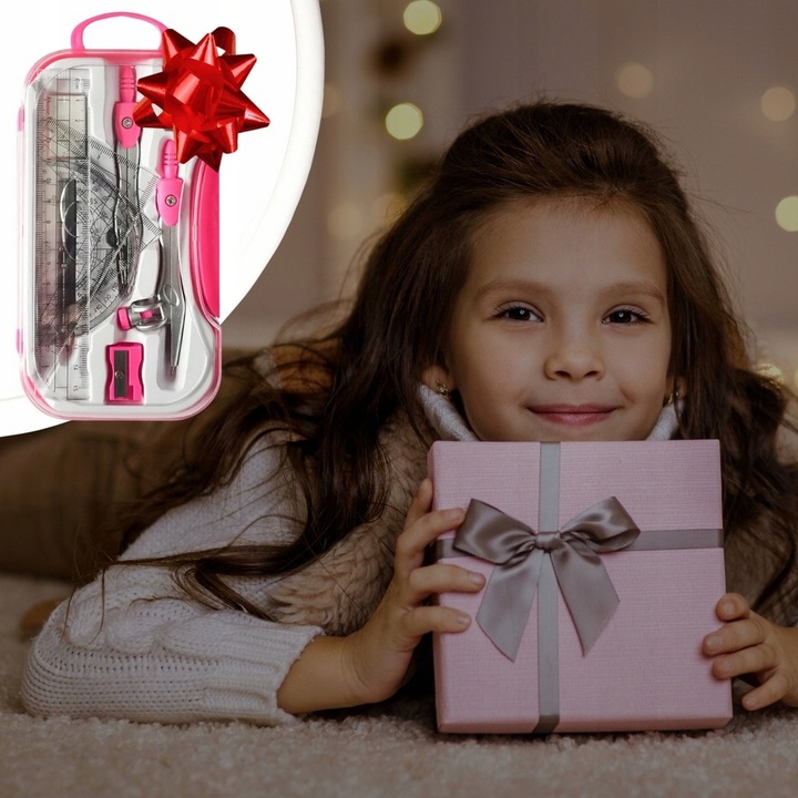 ZESTAW GEOMETRYCZNY 10 ELEMENTÓW CYRKIEL LINIJKI DO KREŚLENIA DO RYSOWANIA