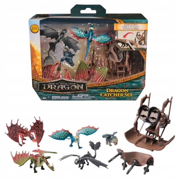 "JAK WYTRESOWAĆ SMOKA?" ZESTAW 5 FIGUREK SMOKÓW Z BAJKI Z WYRZUTNIĄ 4+