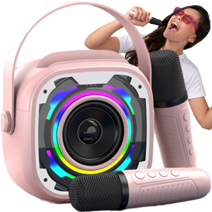 BEZPRZEWODOWY ZESTAW DO KARAOKE GŁOŚNIK BLUETOOTH + 2 MIKROFONY NA PREZENT