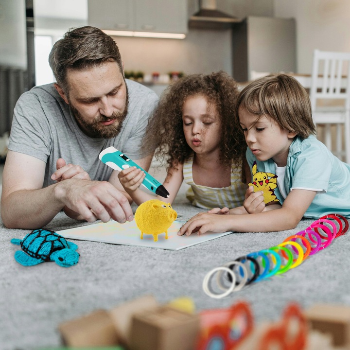 ZESTAW MAGICZNY DŁUGOPIS 3D PEN DRUKARKA STOJAK + WKŁADY DLA DZIECI 65M