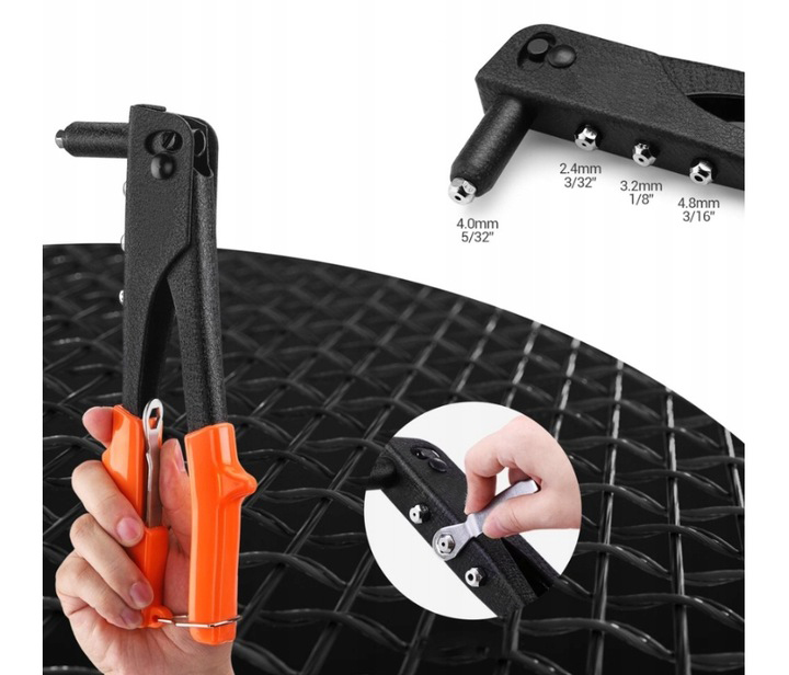 SOLIDNA NITOWNICA RĘCZNA DO NITÓW 2.4/3.2/4.0/4.8mm + 40szt NITÓW