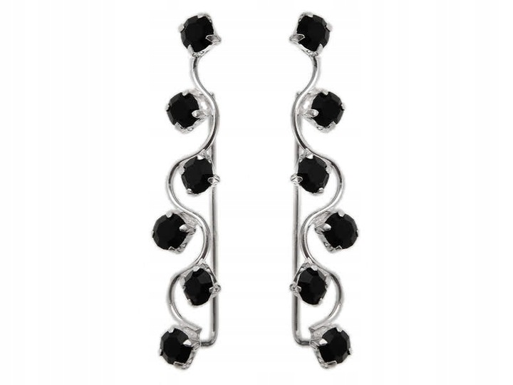 NAUSZNICE DŁUGIE CZARNY KRYSZTAŁ k2528 - 0,8g.