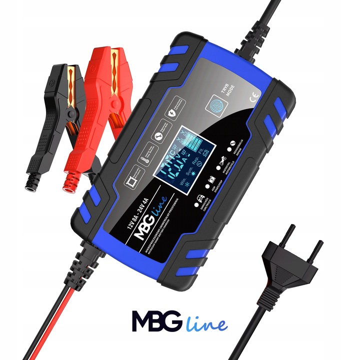 Mocny Prostownik Samochodowy Ładowarka Akumulatora LCD 24V 12V 8A AUTOMAT