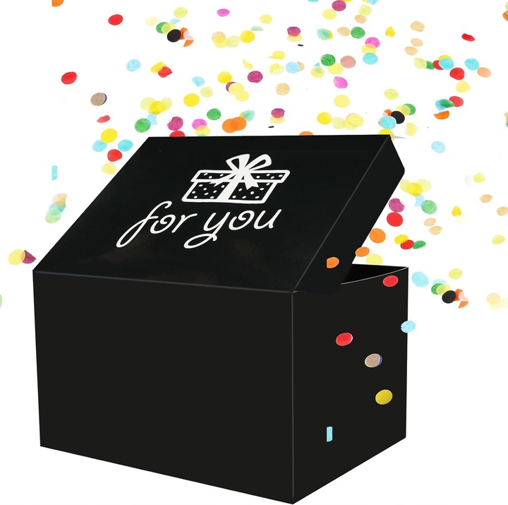 PUDEŁKO OZDOBNE PREZENTOWE DIY NIESPODZIANKA WYBUCH URODZINY +2X KONFETTI