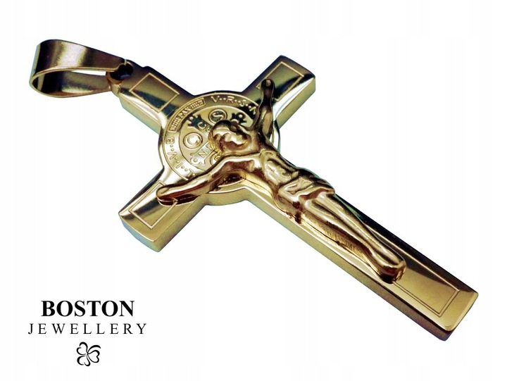 ZŁOTY KRZYŻ KRZYŻYK NA ŁAŃCUSZEK STAL CHIRURGICZNA