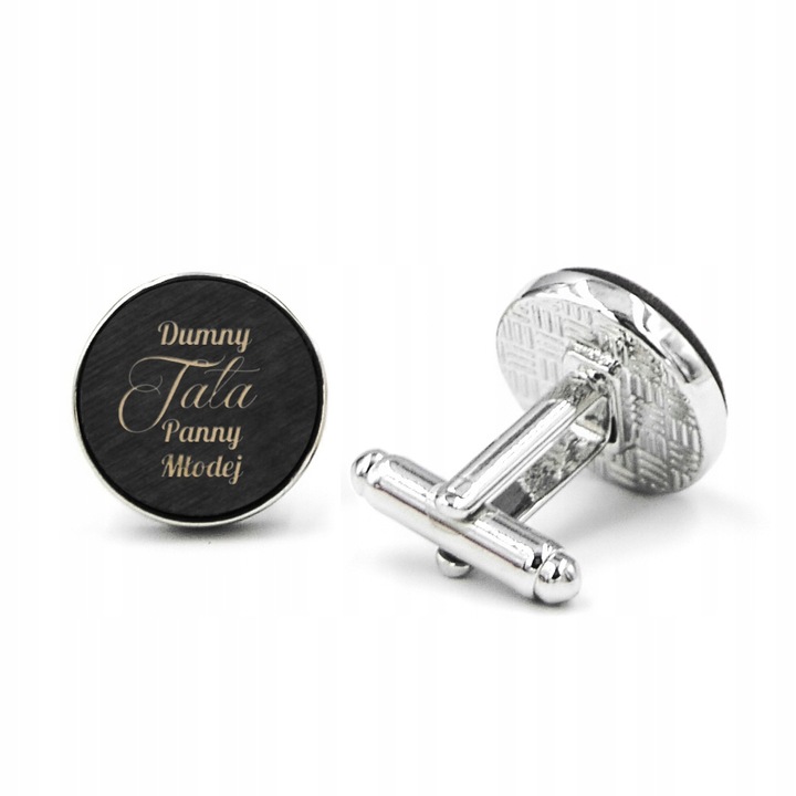 Spinki do mankietów drewniane z grawerem TATA/TEŚĆ