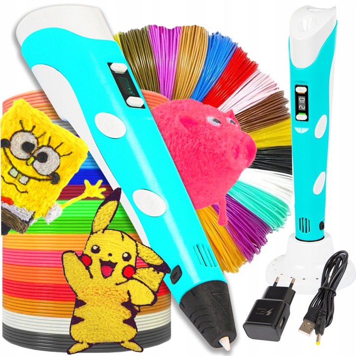 ZESTAW MAGICZNY DŁUGOPIS 3D PEN DRUKARKA STOJAK + WKŁADY DLA DZIECI 65M