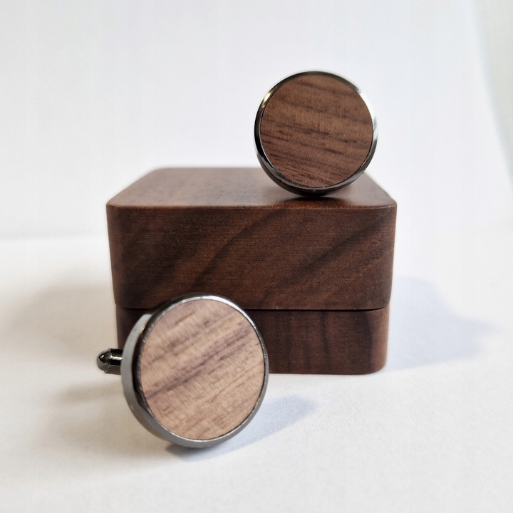 DREWNIANE SPINKI DO MANKIETÓW KOSZULI W PUDEŁKU ZESTAW Z PUDEŁKIEM