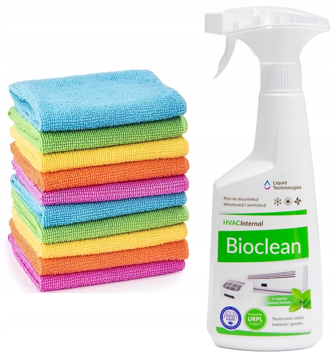 Płyn Środek do dezynfekcji klimatyzacji Bioclean 0,5 L. + 1 szt MIKROFIBRA