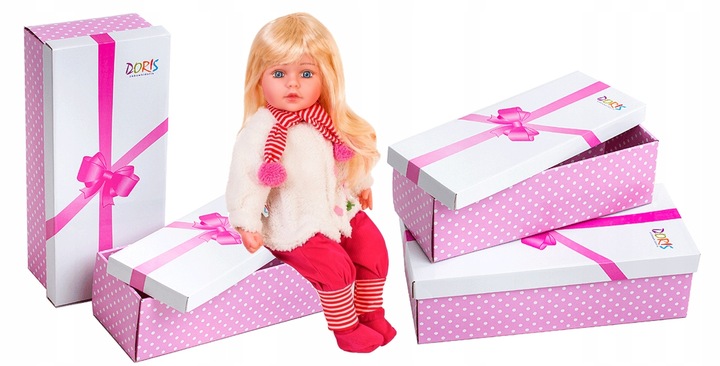 DUŻA LALKA Doris MÓWI i ŚPIEWA PL BOBAS 60 cm DŁUGIE WŁOSY DO CZESANIA