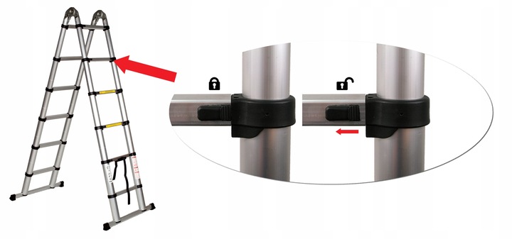 DRABINA TELESKOPOWA wys. rob. 4,6m / na schody HIT