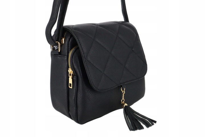 Torebka mała listonoszka przewieszka miejska pojemna z klapką CZARNA