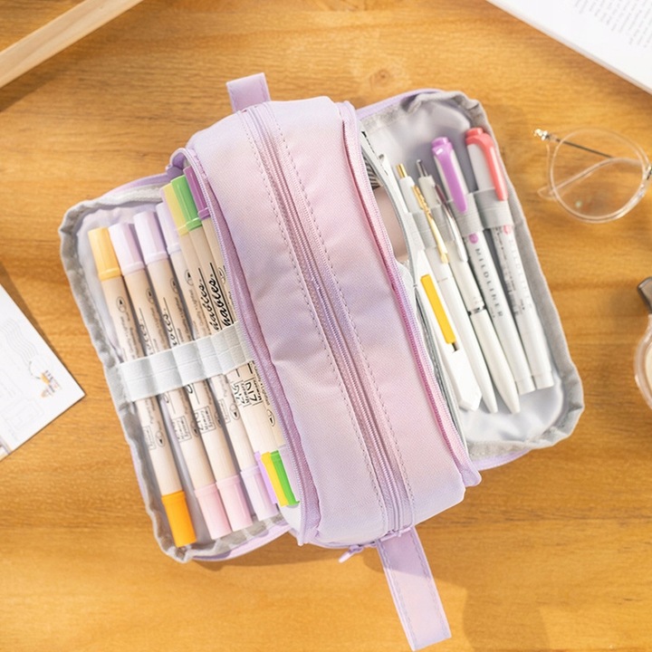 Duża pojemność Piórnik Szkolny Duży i Pojemny Komorowy Czarny 2024 NOWY