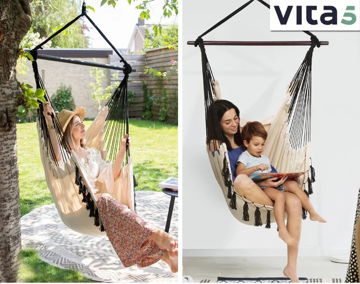 FOTEL WISZĄCY KRZESŁO BRAZYLIJSKIE HAMAK HUŚTAWKA 2 Poduszki + MOCOWANIE