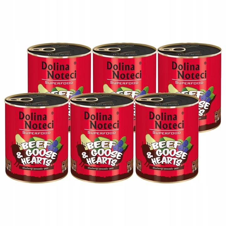 Dolina Noteci dla psa Superfood wołowina i serca gęsi zestaw 6 x 800 g
