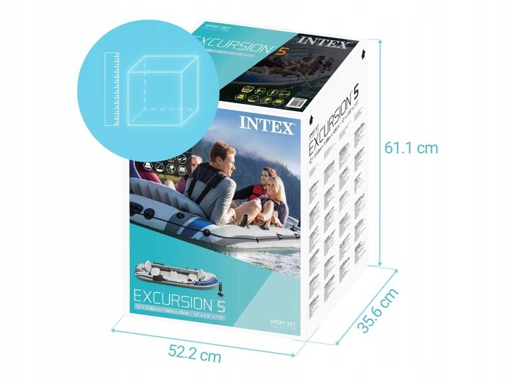 Ponton Wędkarski Excursion 5 osób Intex Pompka+Wiosła+Klej 68325 MODEL 2025