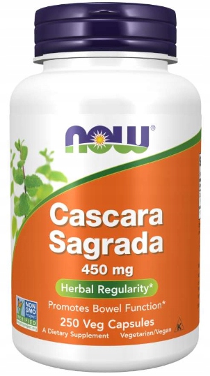 NOW Foods Cascara Sagrada Szakłak Jelita Zaparcia Wątroba 450mg 250 vcaps
