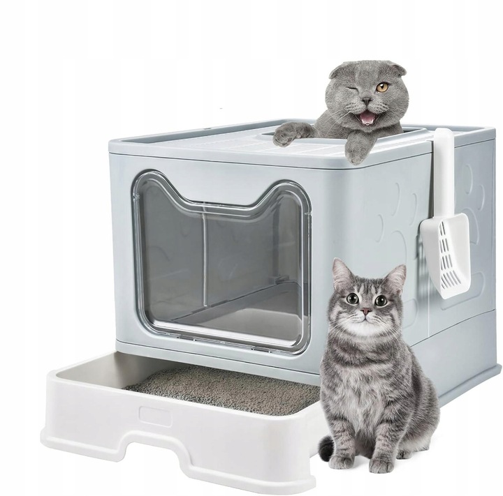 Duża Kuweta dla KOTA Zamknięta Kryta Zamykana z Szufladą z Łopatką XXL