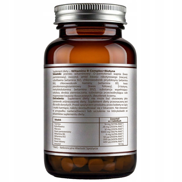 Witamina B kompleks complex B1 B2 B3 B5 B6 B12 Zmęczenie Stres Skóra Włosy