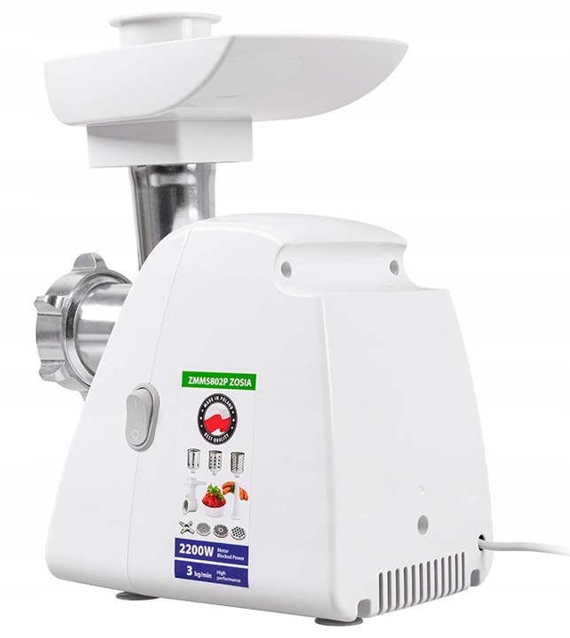 ZELMER MOCNA MASZYNKA DO MIELENIA MIĘSA ZMM5801P 2200W ZOSIA Made in Poland