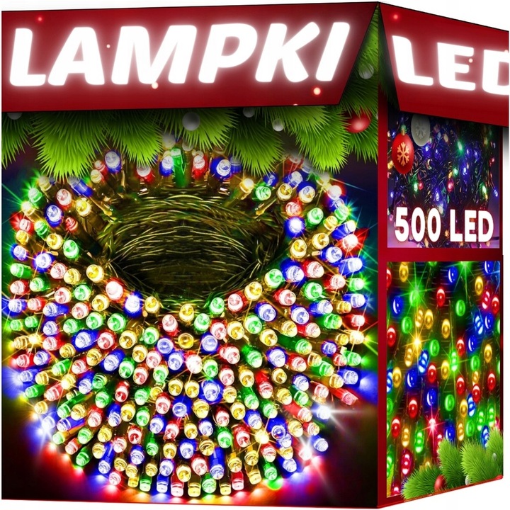 LAMPKI CHOINKOWE 500LED ŚWIĄTECZNE ŚWIATEŁKA ZEWNĘTRZNE WEWNĘTRZNE RGB 35M