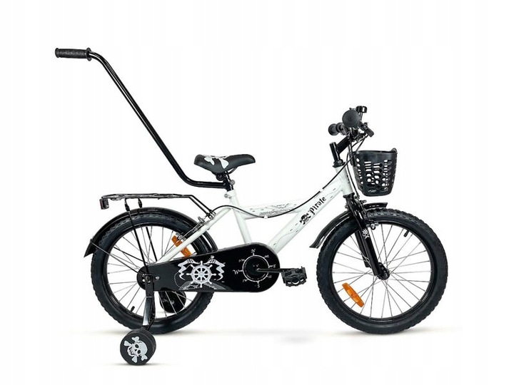 ROWER ROWEREK DZIECIĘCY Z KÓŁKAMI + PROWADNIK KOSZYCZEK BMX 14 CALI PIRATE