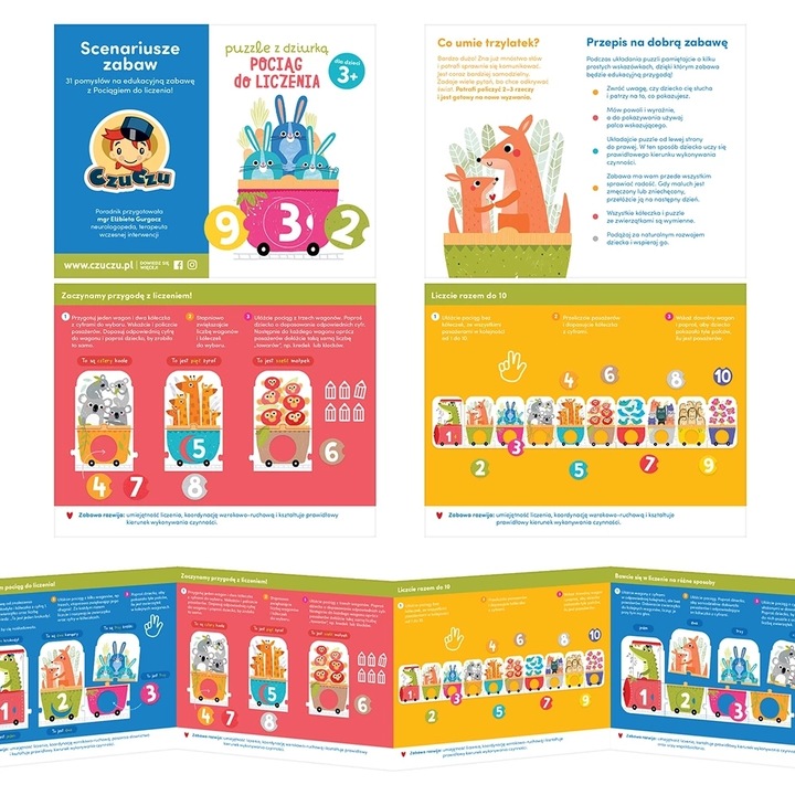 nauka liczenia Puzzle z dziurką CzuCzu Pociąg do liczenia 30 el.