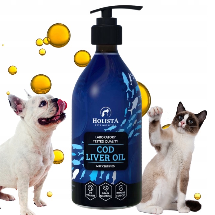 HOLISTA Cod Liver Oil 500 ml Tran z dorsza dla psa i kota SUPLEMENT