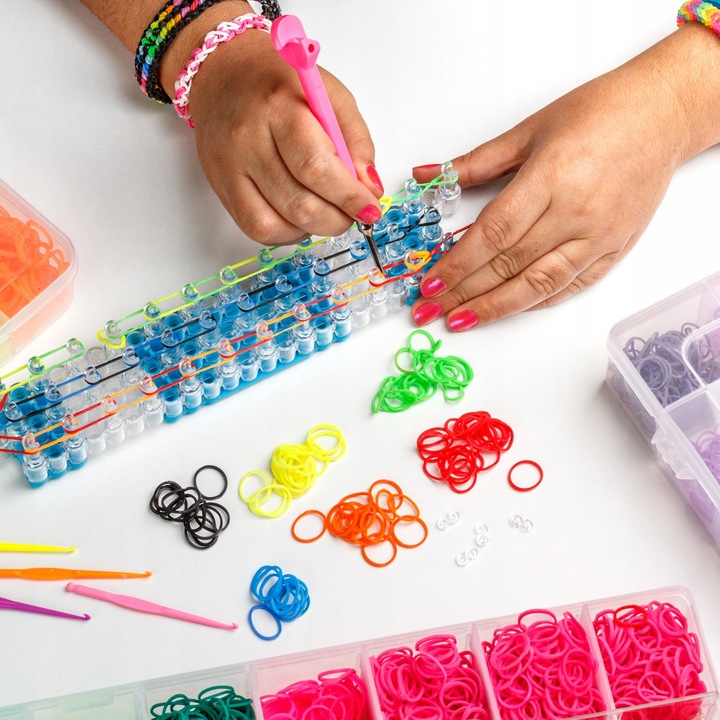 GUMKI DO ROBIENIA BRANSOLETEK DUŻY ZESTAW 6800 ELEMENTÓW XXL DLA DZIECKA
