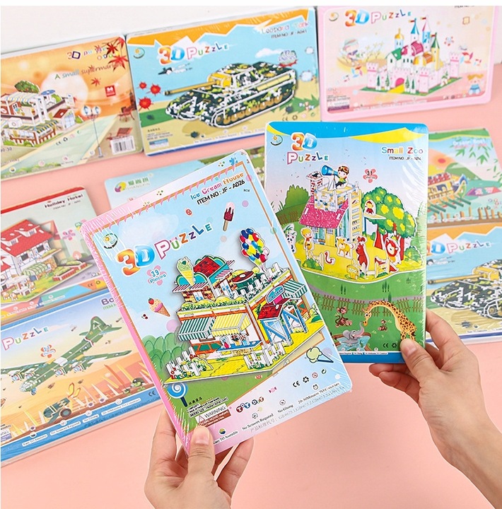 6x Miniaturowy domek 3D PUZZLE DIY ZABAWK dla dzieci Prezent