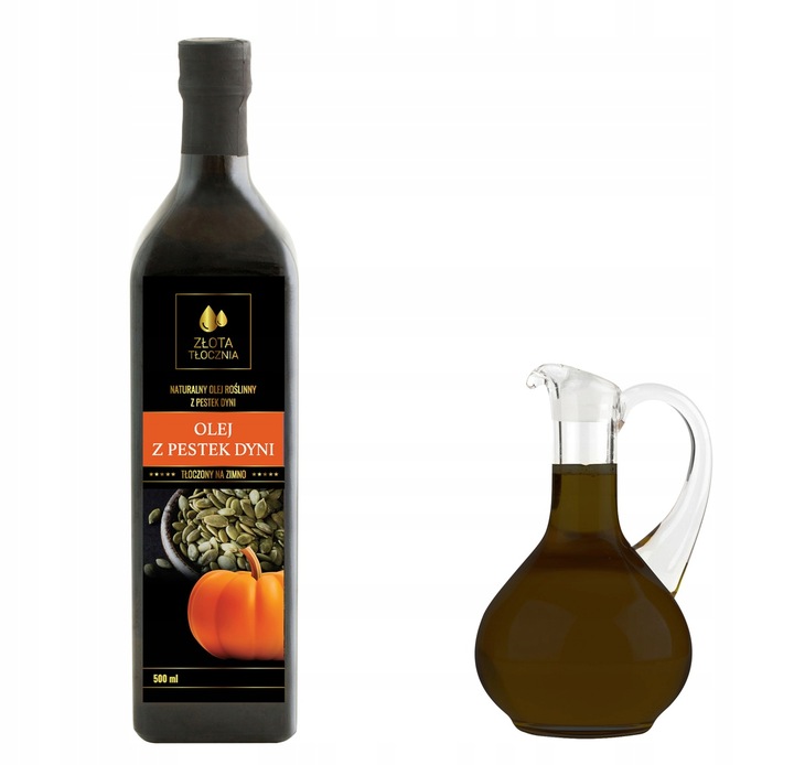 Olej z pestek dyni 500ml zimnotłoczony 100% świeży z polskich pestek